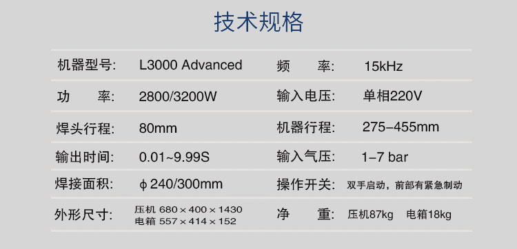 超聲波塑焊機 L3000 Advanced 15kHz